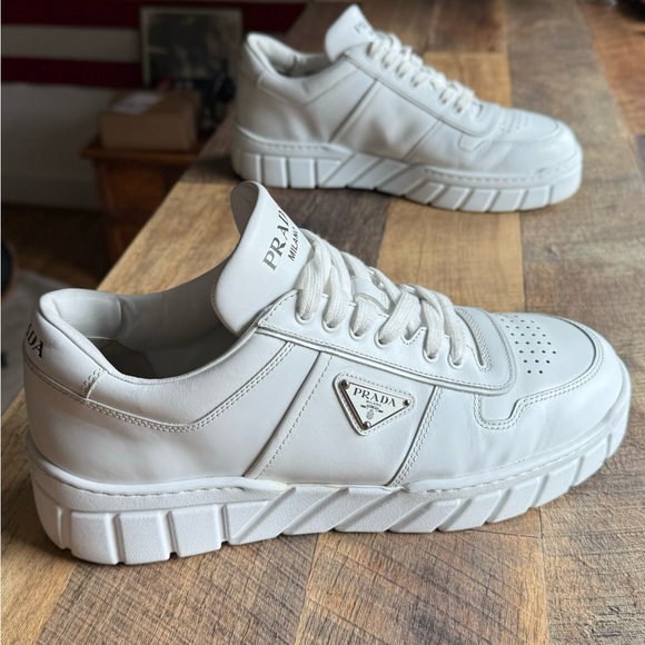 White Prada Leather Sneakers Size: 11 UK | 12 US - Picture 7 of 15
